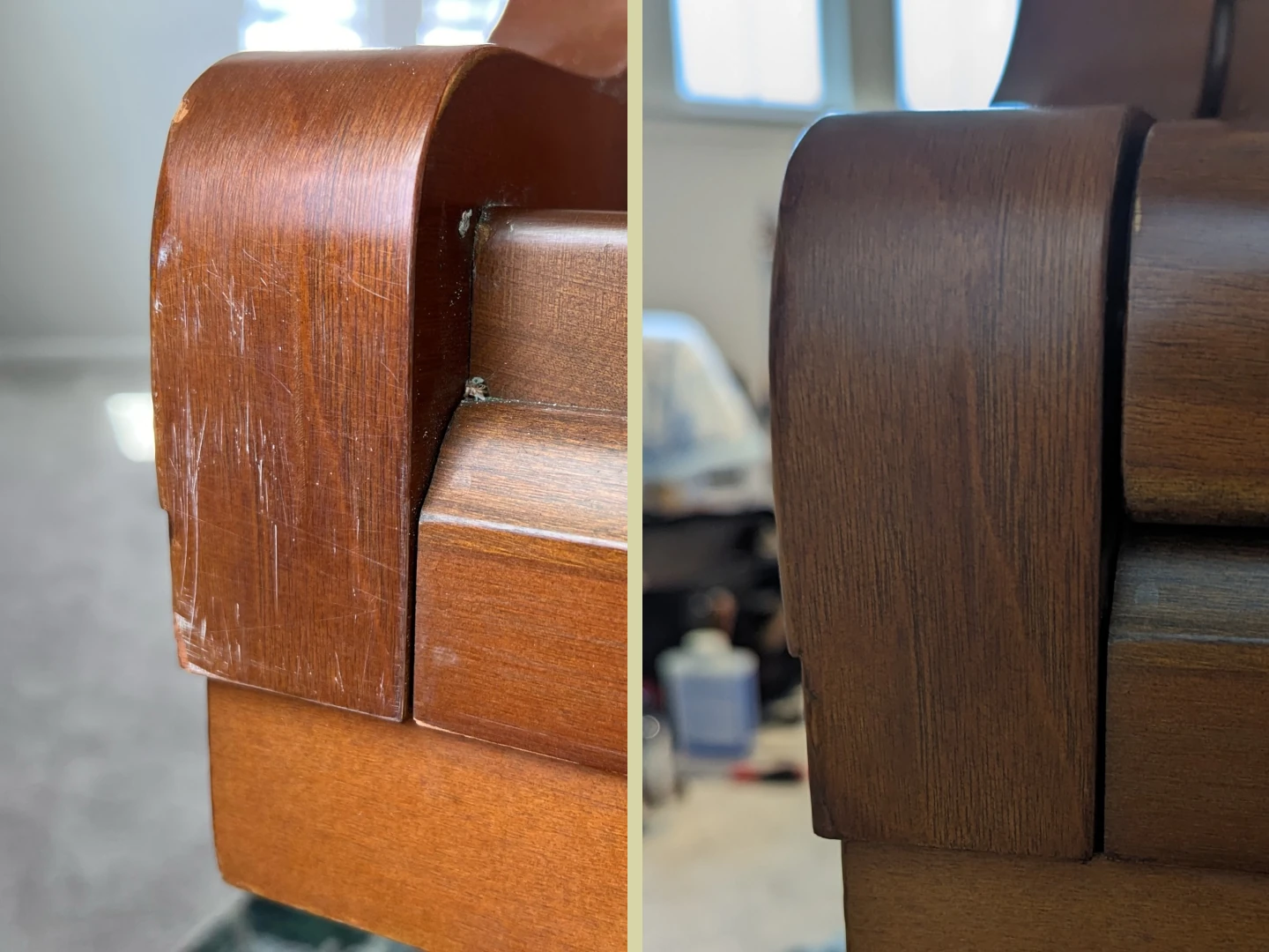 Finish Repair, before & after