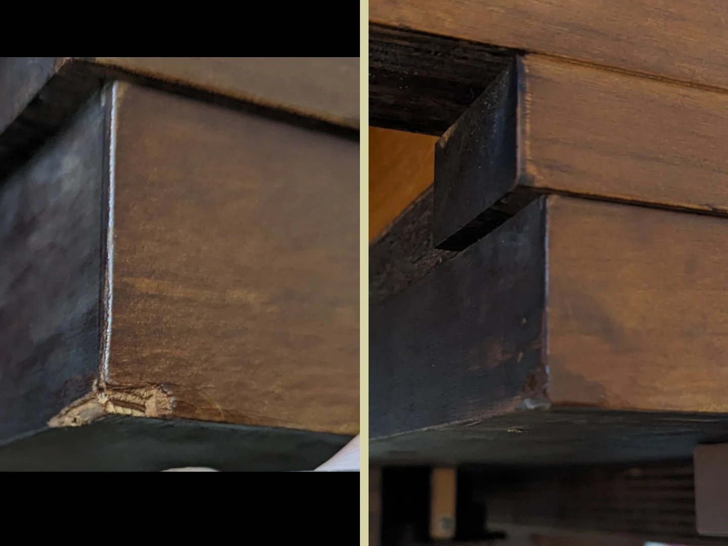 Wood Repair, before & after